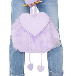 Sugar Thrillz XOXO Purple Heart Fuzzy Backpack